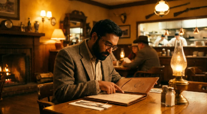 Man ordering food in a restaurant